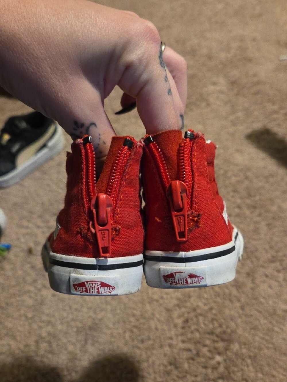Kids Red High-Top Canvas Sneakers with White Accent - Picture 4 of 5